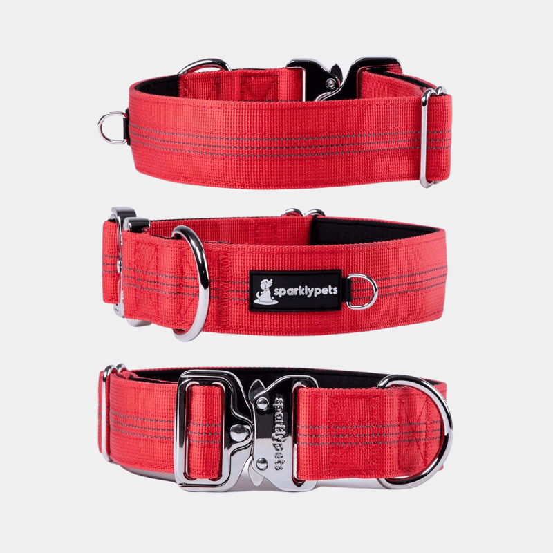 Heavy Duty Tactical Dog Collar with Reflective Stripes & Soft Lining