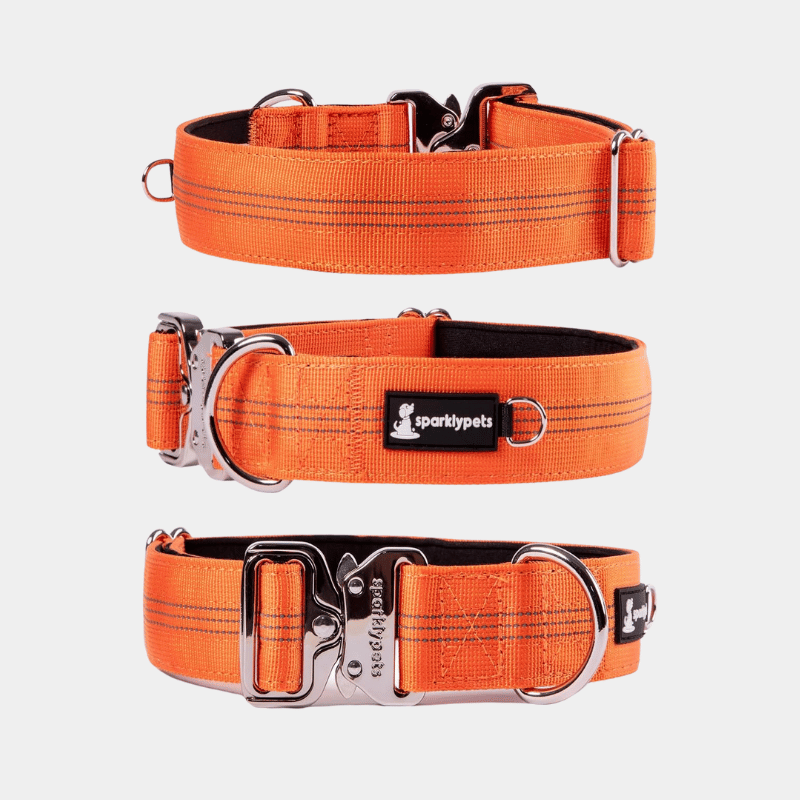 Heavy Duty Tactical Dog Collar with Reflective Stripes & Soft Lining