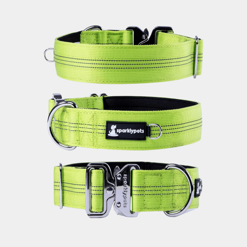 Heavy Duty Tactical Dog Collar with Reflective Stripes & Soft Lining