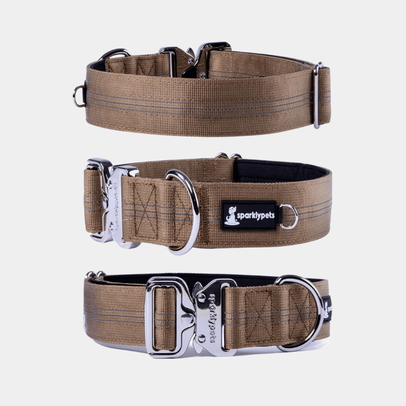 Heavy Duty Tactical Dog Collar with Reflective Stripes & Soft Lining