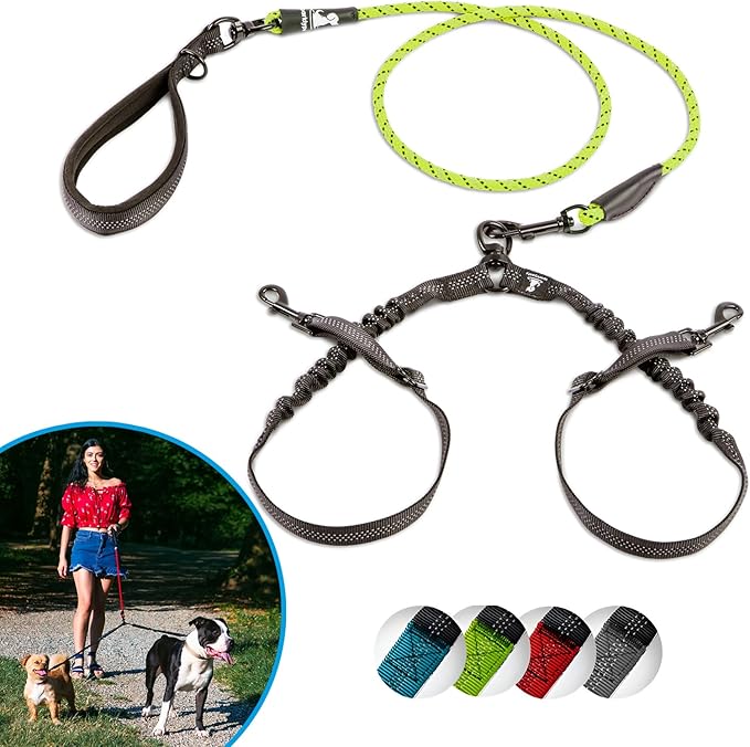 SparklyPets Double Dog Leash for 2 Dogs (Small)