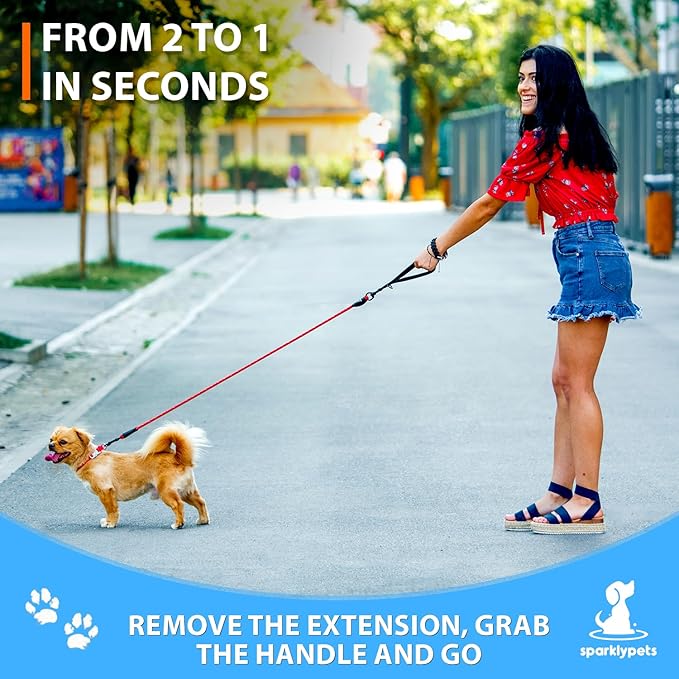 SparklyPets Double Dog Leash for 2 Dogs (Small)