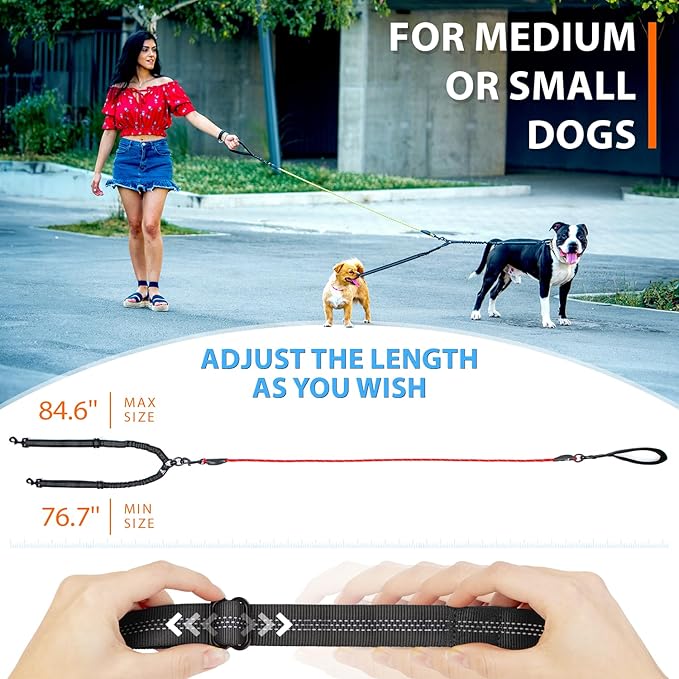 SparklyPets Double Dog Leash for 2 Dogs (Small)