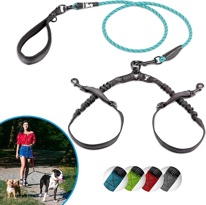 SparklyPets Double Dog Leash for 2 Dogs (Small)