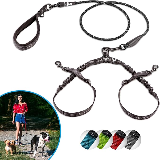 SparklyPets Double Dog Leash for 2 Dogs (Small)