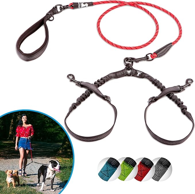 SparklyPets Double Dog Leash for 2 Dogs (Small)