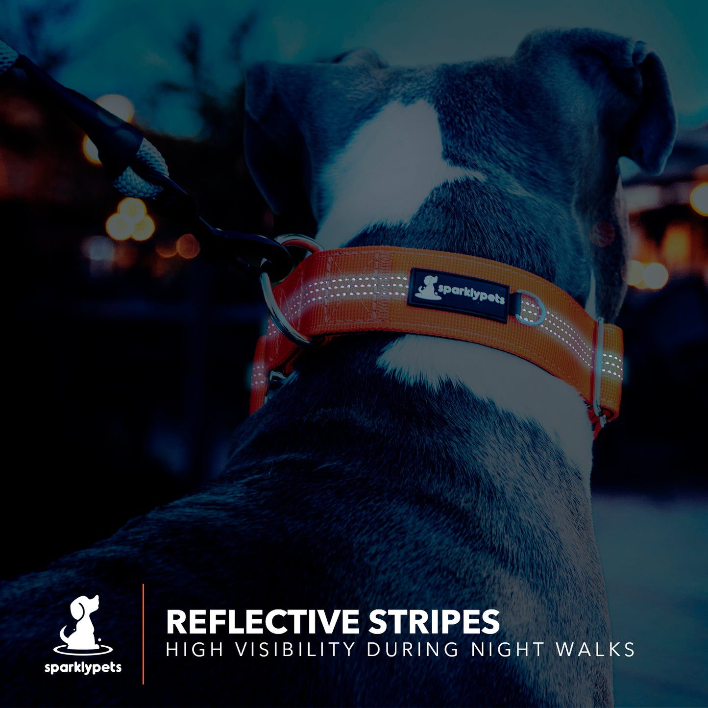Heavy Duty Tactical Dog Collar with Reflective Stripes & Soft Lining