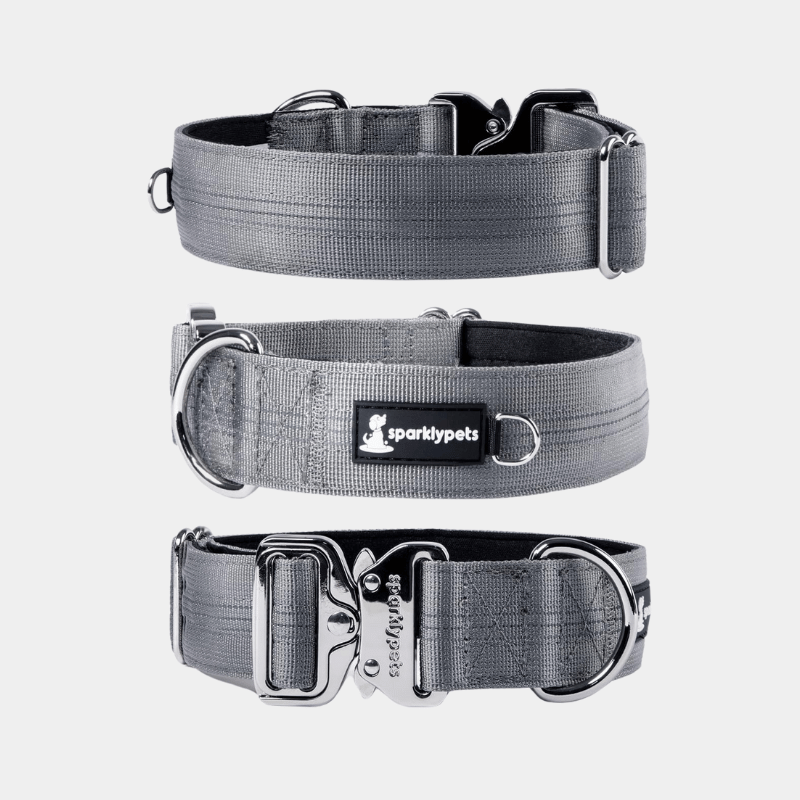 Heavy Duty Tactical Dog Collar with Reflective Stripes & Soft Lining