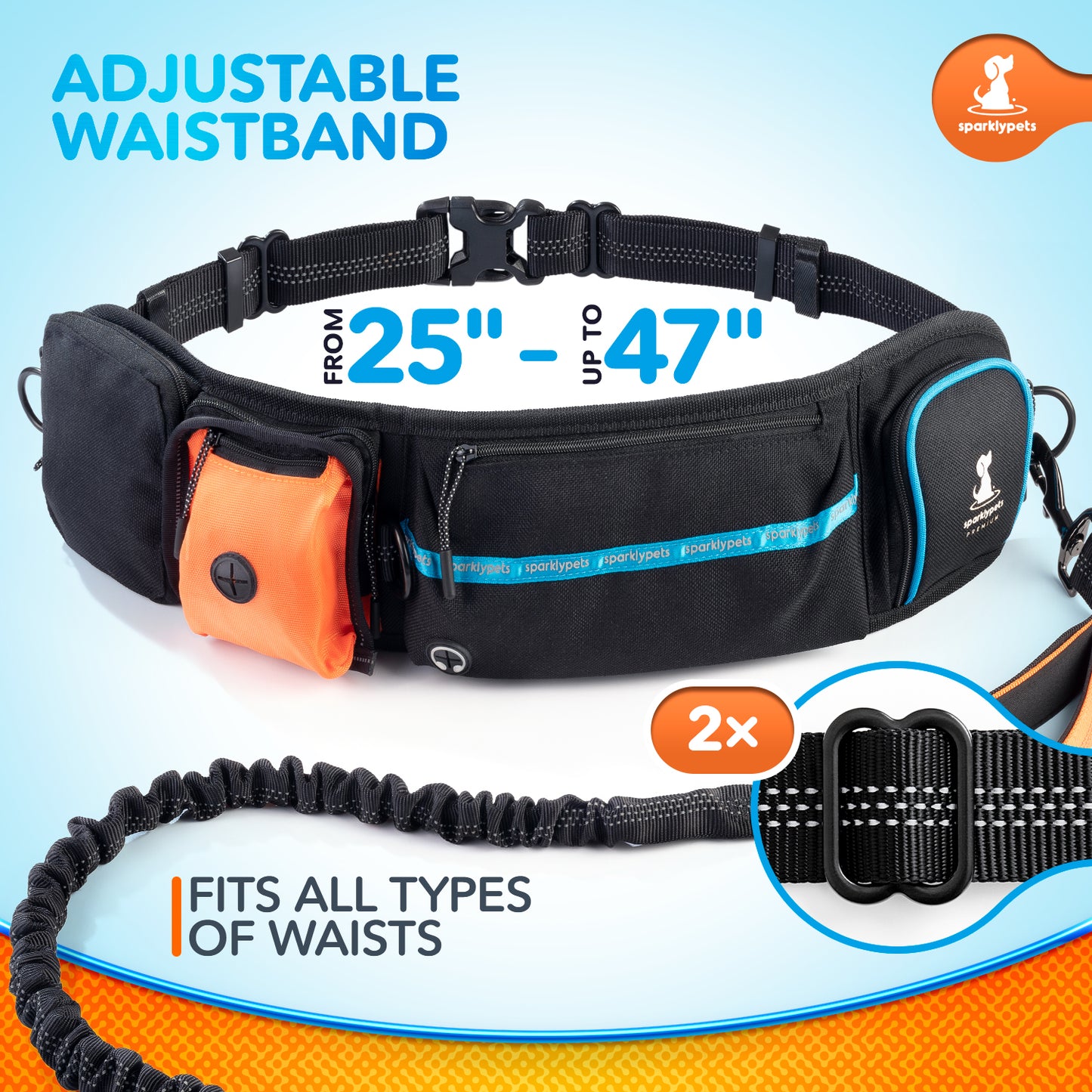 SparklyPets Waist Leash Dog Walking Fanny Pack