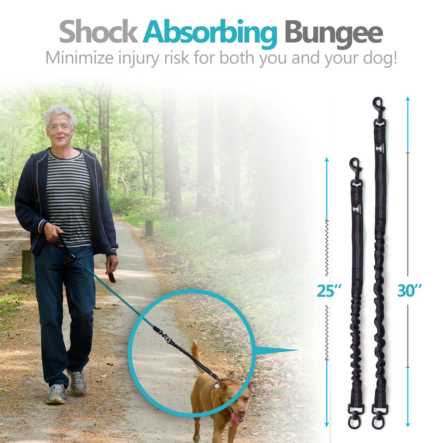 Rope Leash with Extension Bungee