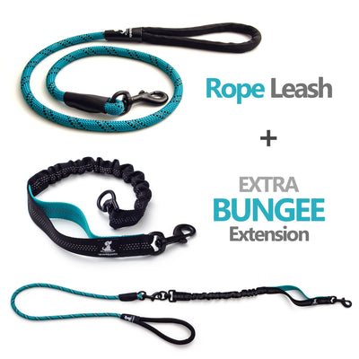 Rope Leash with Extension Bungee